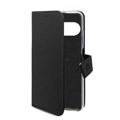 WALLY - Custodia a libro in pelle sintetica con chiusura flap magnetico, slot per carte e funzione stand colore nero compatibile con Google Pixel 9/ Pixel 9 Pro