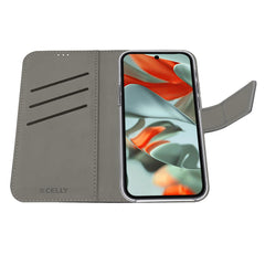 WALLY - Custodia a libro in pelle sintetica con chiusura flap magnetico, slot per carte e funzione stand colore nero compatibile con Google Pixel 9 Pro XL