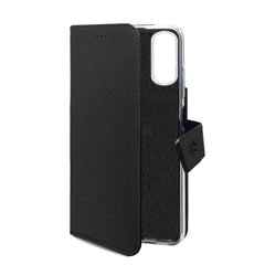 WALLY - Custodia a libro in pelle sintetica con chiusura flap magnetico, slot per carte e funzione stand colore nero compatibile con Samsung Galaxy S25 Edge