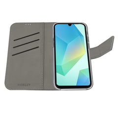 WALLY - Custodia a libro in pelle sintetica con chiusura flap magnetico, slot per carte e funzione stand colore nero compatibile con Samsung Galaxy A17 5G/ A17 4G/ A17 5G EE