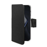 WALLY - Custodia a libro in pelle sintetica con chiusura flap magnetico, slot per carte e funzione stand colore nero compatibile con Xiaomi 15T