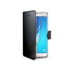 WALLY - Custodia a libro in pelle sintetica con chiusura flap magnetico, slot per carte e funzione stand colore nero compatibile con Samsung Galaxy J5 2016