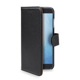 WALLY - Custodia a libro in pelle sintetica con chiusura flap magnetico, slot per carte e funzione stand colore nero compatibile con Huawei Y5II