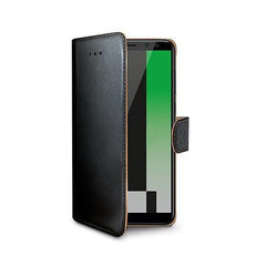 WALLY - Custodia a libro in pelle sintetica con chiusura flap magnetico, slot per carte e funzione stand colore nero compatibile con Huawei Mate 10 Lite