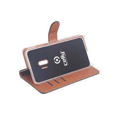 WALLY - Custodia a libro in pelle sintetica con chiusura flap magnetico, slot per carte e funzione stand colore nero compatibile con Samsung Galaxy J4 2018