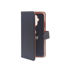 WALLY - Custodia a libro in pelle sintetica con chiusura flap magnetico, slot per carte e funzione stand colore nero compatibile con Huawei Mate 20 Lite