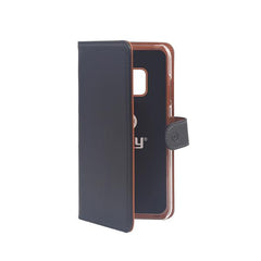 WALLY - Custodia a libro in pelle sintetica con chiusura flap magnetico, slot per carte e funzione stand colore nero compatibile con Huawei Mate 20 Pro