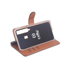 WALLY - Custodia a libro in pelle sintetica con chiusura flap magnetico, slot per carte e funzione stand colore nero compatibile con Samsung Galaxy A9 2018