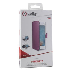 WALLY - Custodia a libro in pelle sintetica con chiusura flap magnetico, slot per carte e funzione stand colore rosa per Apple iPhone SE 2022/ iPhone SE 2020/ iPhone 8/ 7/ 6s/ 6