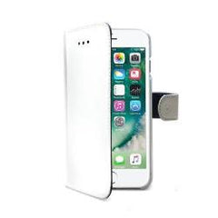 WALLY - Custodia a libro in pelle sintetica con chiusura flap magnetico, slot per carte e funzione stand colore bianco compatibile con Apple iPhone 8 Plus/ iPhone 7 Plus