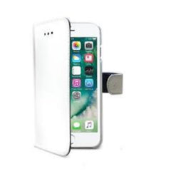 WALLY - Custodia a libro in pelle sintetica con chiusura flap magnetico, slot per carte e funzione stand colore bianco compatibile con Apple iPhone 8 Plus/ iPhone 7 Plus