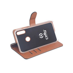 WALLY - Custodia a libro in pelle sintetica con chiusura flap magnetico, slot per carte e funzione stand colore nero compatibile con Honor 8X Max