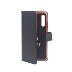 WALLY - Custodia a libro in pelle sintetica con chiusura flap magnetico, slot per carte e funzione stand colore nero compatibile con Samsung Galaxy A70/ A70 Enterprise Edition