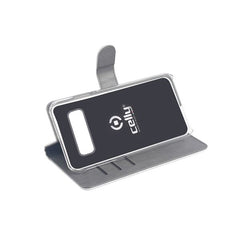 WALLY - Custodia a libro in pelle sintetica con chiusura flap magnetico, slot per carte e funzione stand colore bianco compatibile con Samsung Galaxy S10