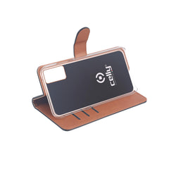 WALLY - Custodia a libro in pelle sintetica con chiusura flap magnetico, slot per carte e funzione stand colore nero compatibile con Samsung Galaxy A41