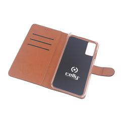 WALLY - Custodia a libro in pelle sintetica con chiusura flap magnetico, slot per carte e funzione stand colore nero compatibile con Samsung Galaxy A31