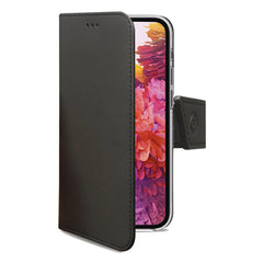 WALLY - Custodia a libro in pelle sintetica con chiusura flap magnetico, slot per carte e funzione stand colore nero compatibile con Samsung Galaxy S20 FE 4G/ S20 FE 5G