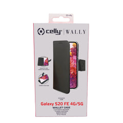 WALLY - Custodia a libro in pelle sintetica con chiusura flap magnetico, slot per carte e funzione stand colore nero compatibile con Samsung Galaxy S20 FE 4G/ S20 FE 5G