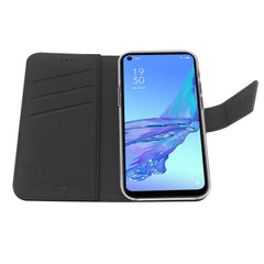 WALLY - Custodia a libro in pelle sintetica con chiusura flap magnetico, slot per carte e funzione stand colore nero compatibile con Oppo A53/ A53s