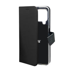 WALLY - Custodia a libro in pelle sintetica con chiusura flap magnetico, slot per carte e funzione stand colore nero compatibile Samsung Galaxy A22 4G/ Galaxy M22 4G/ Galaxy M32 4G