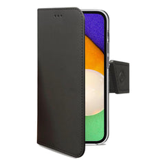 WALLY - Custodia a libro in pelle sintetica con chiusura flap magnetico, slot per carte e funzione stand colore nero compatibile con Samsung Galaxy A03s