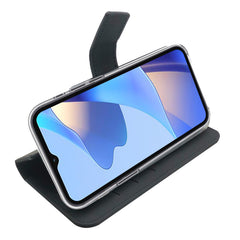 WALLY - Custodia a libro in pelle sintetica con chiusura flap magnetico, slot per carte e funzione stand colore nero compatibile Oppo A16/ A16S/ A55 5G/ A56 5G/ A53S 5G/ A54S 4G