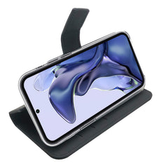 WALLY - Custodia a libro in pelle sintetica con chiusura flap magnetico, slot per carte e funzione stand colore nero compatibile con Xiaomi 11T Pro 5G/ Xiaomi 11T 5G