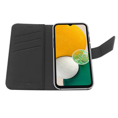 WALLY - Custodia a libro in pelle sintetica con chiusura flap magnetico, slot per carte e funzione stand colore nero compatibile con Samsung Galaxy A13 5G/ Galaxy A04s