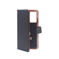 WALLY - Custodia a libro in pelle sintetica con chiusura flap magnetico, slot per carte e funzione stand colore nero compatibile con Samsung Galaxy S20+