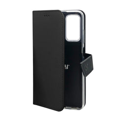 WALLY - Custodia a libro in pelle sintetica con chiusura flap magnetico, slot per carte e funzione stand colore nero compatibile con Samsung Galaxy A73 5G