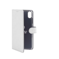 WALLY - Custodia a libro in pelle sintetica con chiusura flap magnetico, slot per carte e funzione stand colore bianco compatibile con Apple iPhone Xr