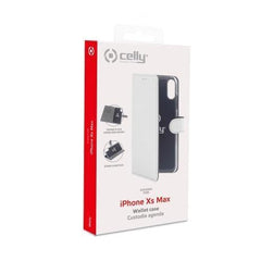 WALLY - Custodia a libro in pelle sintetica con chiusura flap magnetico, slot per carte e funzione stand colore bianco compatibile con Apple iPhone Xs Max
