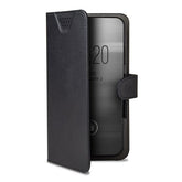 WALLY ONE - Custodia universale a libro colore nero con fissaggio e sistema rotazione 360° compatibile con tutti gli smartphone da 5.5" a 6.0" dimensione display