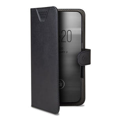 WALLY ONE - Custodia universale a libro colore nero con fissaggio e sistema rotazione 360° compatibile con tutti gli smartphone da 5.5" a 6.0" dimensione display