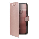 WALLY ONE - Custodia universale a libro colore rosa con fissaggio e sistema rotazione 360° compatibile con tutti gli smartphone da 6" a 6.7" dimensione display