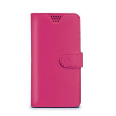 WALLYUNI - Custodia universale a libro colore fucsia con sistema fissaggio adesivo compatibile con gli smartphone da 5.5" a 6" dimensione display