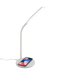 WLLIGHT10W - Lampada LED con caricabatteria wireless integrato, potenza massima 10 Watt, tre tonalità di luce, braccio flessibile