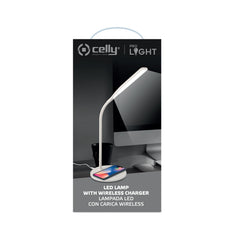 WLLIGHT10W - Lampada LED con caricabatteria wireless integrato, potenza massima 10 Watt, tre tonalità di luce, braccio flessibile