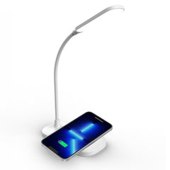 WLLIGHTLAMP - Lampada LED con caricabatteria wireless integrato, potenza massima 10 Watt, tre tonalità di luce, braccio flessibile