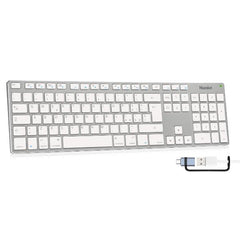 XKKITA-MCX Tastiera USB estesa in alluminio con tastierino numerico MAC compatibile + USB-C adapter