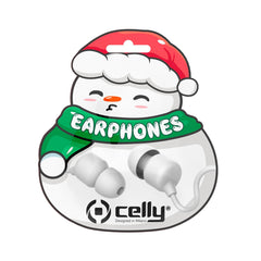 XMASEARSNOW - Auricolare a filo stereo IN-EAR con jack 3,5 mm, cavo piatti anti groviglio, remote contro e microfono integrato, simpatica confezione Natalizia