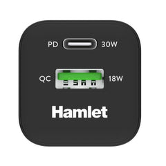 XPDC-G3018Q Alimentatore GaN 30W PD USB-C + USB-A Quick Charger 18W