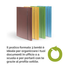Cartella 3 lembi Holos giallo in plastica riciclata