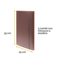 Cartella 3 lembi Holos marrone in plastica riciclata