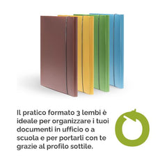 Cartella 3 lembi Holos marrone in plastica riciclata