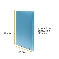 Cartella 3 lembi Holos azzurro in plastica riciclata