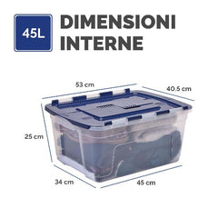 Scatola in plastica con cerniera 45L