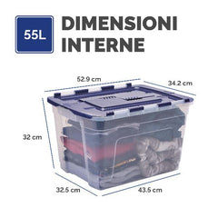 Scatola in plastica con cerniera 55L