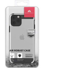 AIR ROBUST - Cover Ultra protettiva in TPU trasparente e finiture colore nero opache bordi rialzati compatibile con Apple iPhone 11 Pro