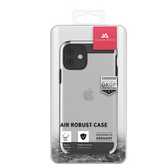 AIR ROBUST - Cover Ultra protettiva in TPU trasparente e finiture colore nero opache bordi rialzati compatibile con Apple iPhone 11